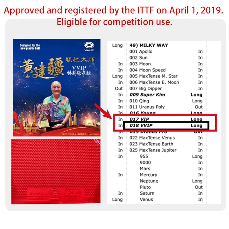 YINHE Huang Jianjiang  VVIP Ta - đánh giá và giá Table Tennis Rubber